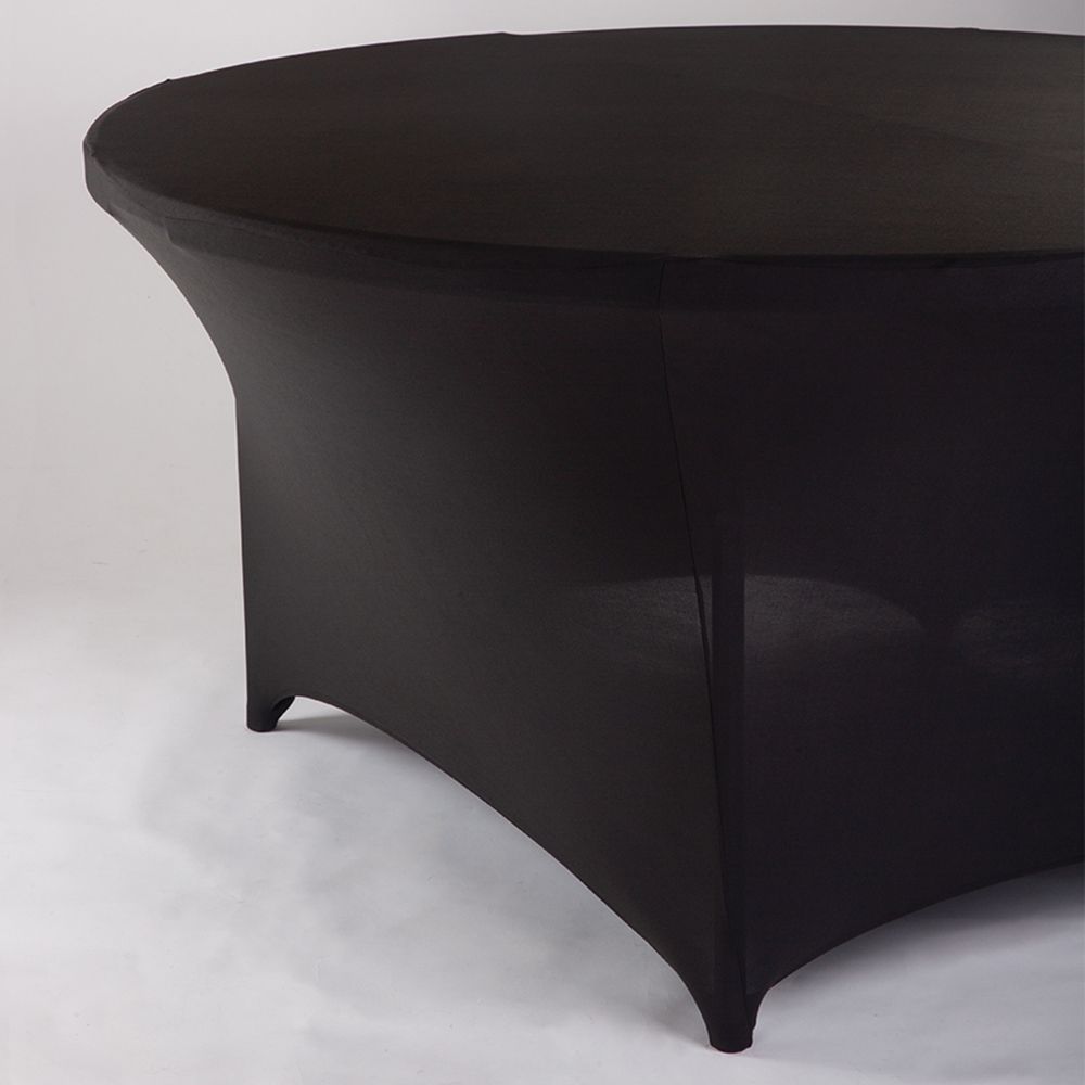 SPANDEX 60"D ROUND TABLE COVER, 1 PC/PACK, Color: Black