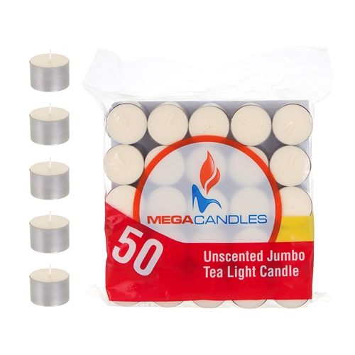 50 pcs Unscented Jumbo Tea Light Candle in Bag - WHITE