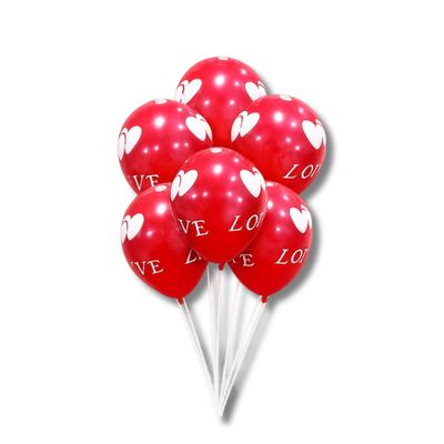 12" Love &amp; heart printed Red Latex 6ct  per bag (UN-inflated)