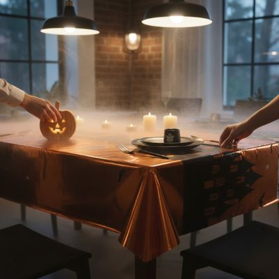 Halloween Foil Table Cover – 54" x 108", Assorted Designs (1 Pc)