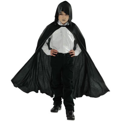 Kids' Black Hooded Cape