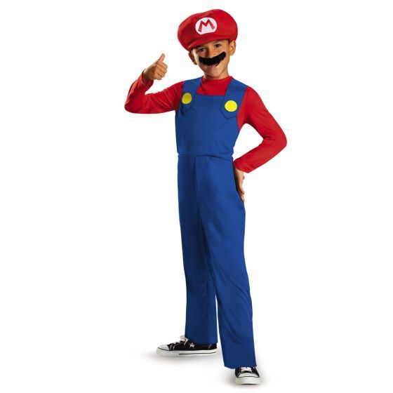 Mario Classic Costume – Jumpsuit, Hat &amp; Faux Mustache, Size: (3T-4T)