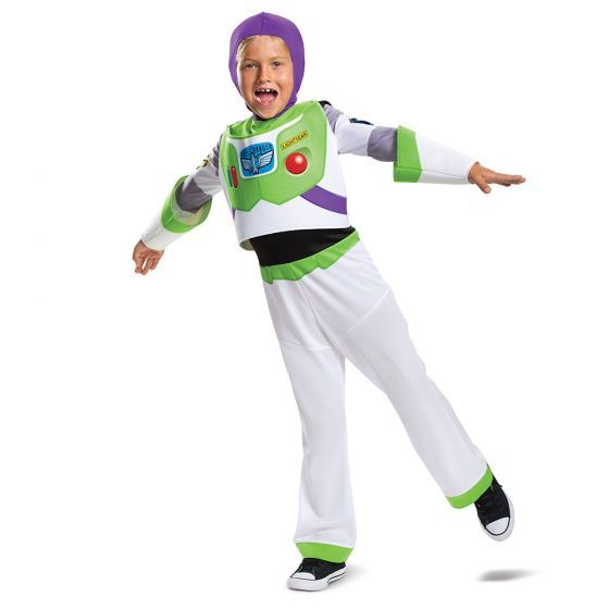 Buzz Lightyear Classic Costume | Toy Story Jumpsuit &amp; Fabric Hood, Size: 3T-4T