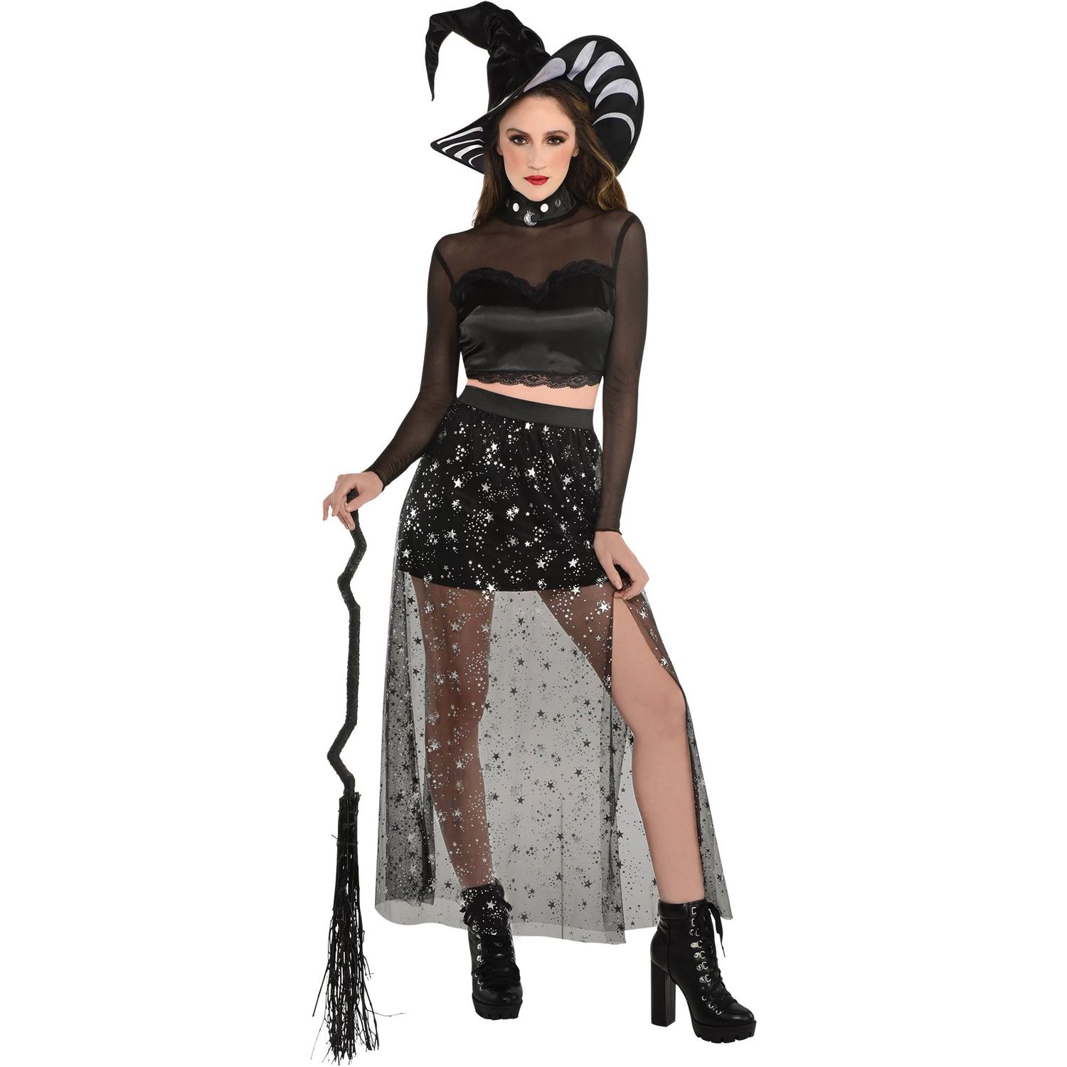 Lunar Witch Costume for Girls – Hat, Top &amp; Skirt, Sizes: S