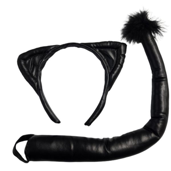 Black Cat Ears &amp; Tail Costume Accessory Kit – 14+