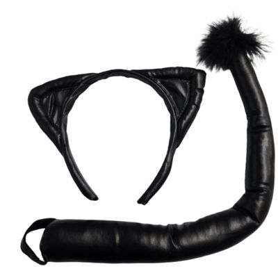Black Cat Ears &amp; Tail Costume Accessory Kit – 14+