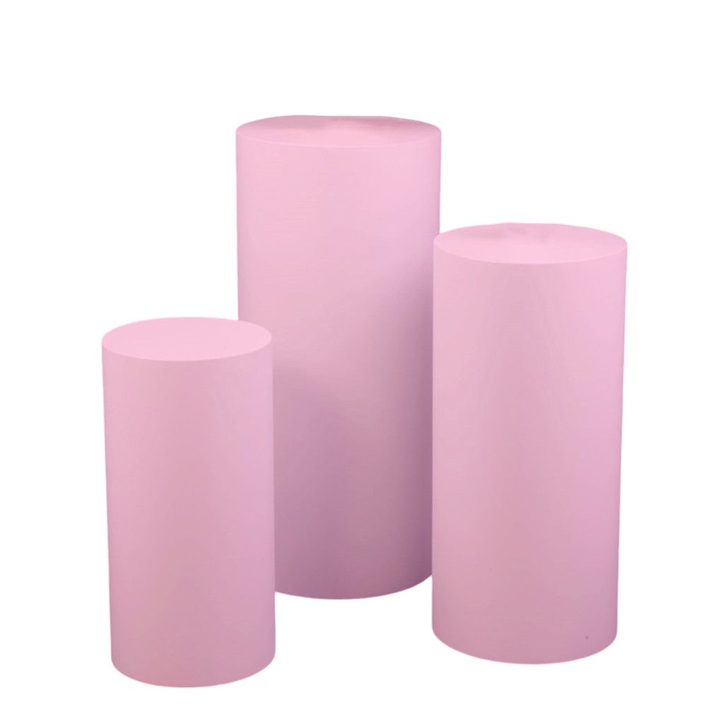 SPANDEX CYLINDER STAND COVERS, S/3, 24"H,x12"D,30"Hx14"D,36", Color: BABY-PINK