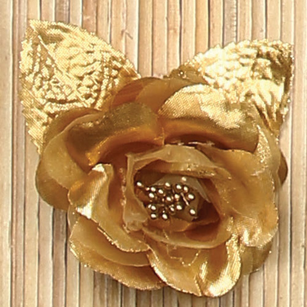 Satin Single Rose 12ct per pack 2", Color: gold