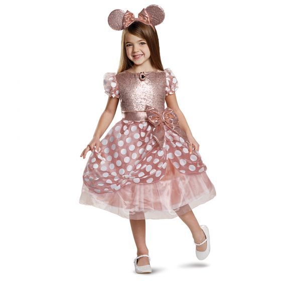 Rose Gold Minnie Deluxe Child Costume – Dress &amp; Headband, Size: 3T-4T