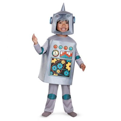Child Retro Robot Costume – Jumpsuit, Headpiece &amp; Foam Overlay