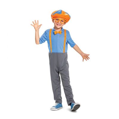 Blippi Classic Toddler Costume – Jumpsuit, Hat &amp; Fabric Glasses