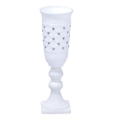 White Plastic Decorative Urn with Silver Rhinestones – Multiple Sizes