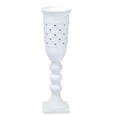 White Plastic Decorative Urn with Silver Rhinestones – Multiple Sizes