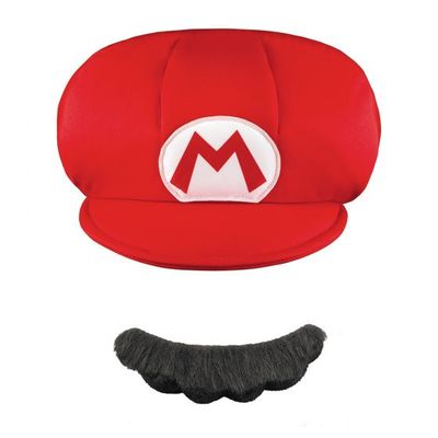 Mario Child Hat &amp; Mustache Costume Kit – 2 Pc