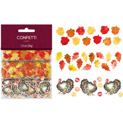Turkeys &amp; Fall Foliage Thanksgiving Confetti, 1.2oz