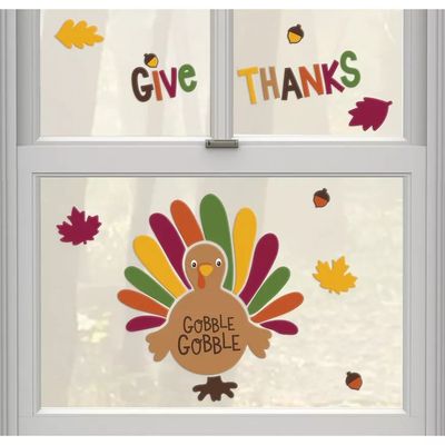 Gobble Gobble Fall Turkey Thanksgiving Gel Cling Decal, 32pc