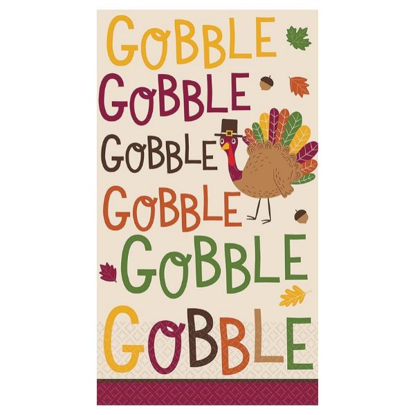 Gobble Gobble Thanksgiving Paper Guest Towels – Fall Turkey Napkins, 2-Ply, 16 Count