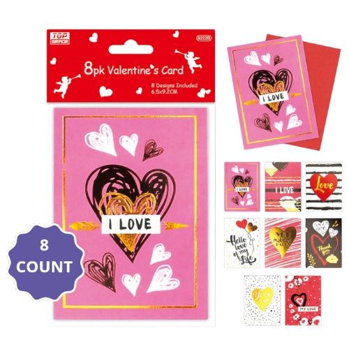 Mini Valentine's Day Cards – 8 Count (Variety Pack)
