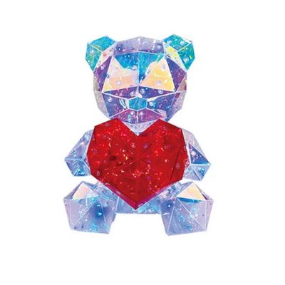 LED Plastic Acrylic Bear with Heart – 10" Tall, USB Powered (10" x 8" x 6")