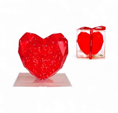 LED Acrylic Red Heart – 10" x 9" x 5"