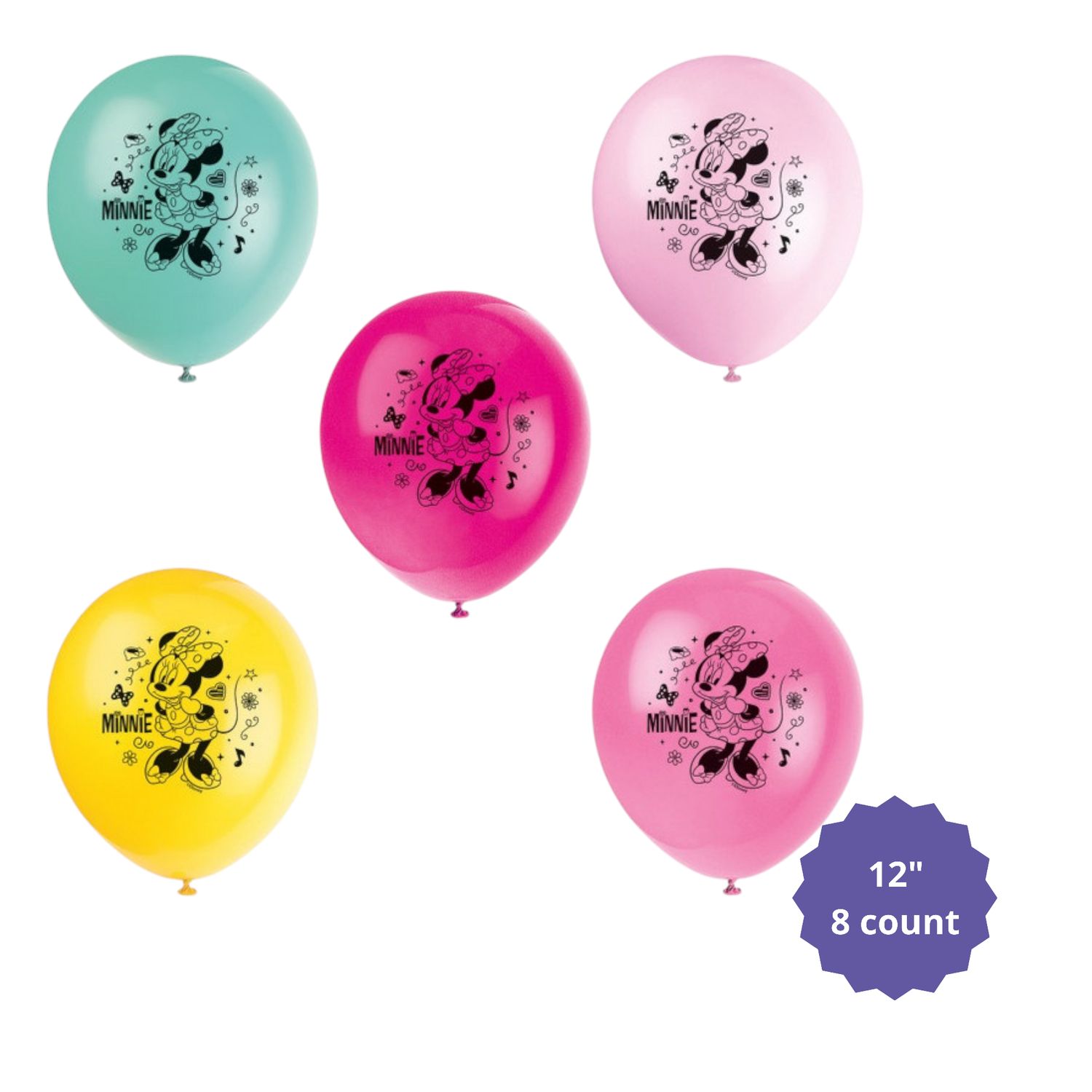 Disney Iconic Minnie Mouse 12" Latex Balloons 8ct