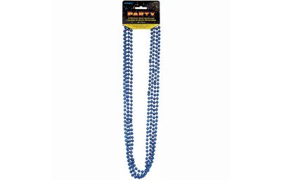 Blue Metallic Bead Necklaces 32" 4ct