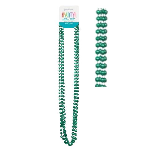 Green Metallic Bead Necklaces 32" 4ct