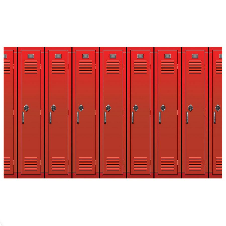 90s-Themed Lockers Plastic Backdrop – 4' x 30'