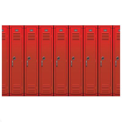 90s-Themed Lockers Plastic Backdrop – 4' x 30'