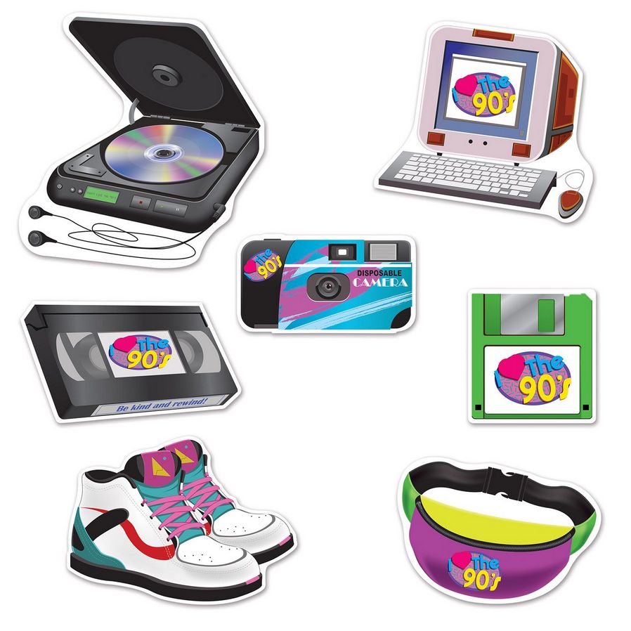 90's Cutouts – Double-Sided Print, 7-Count (8¾"-12½")