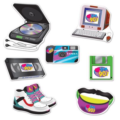 90's Cutouts – Double-Sided Print, 7-Count (8¾"-12½")