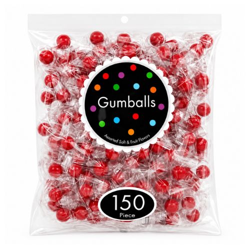 Gum Balls Wrapped 150ct per bag, Color: Red