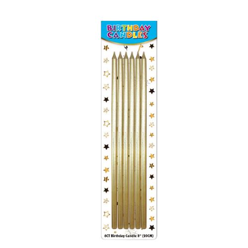 8" Candles – 6ct, Color: Gold