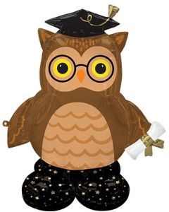Owl Satin Foil Balloon, Brown/Black, 32-in, Air-Filled for Graduation