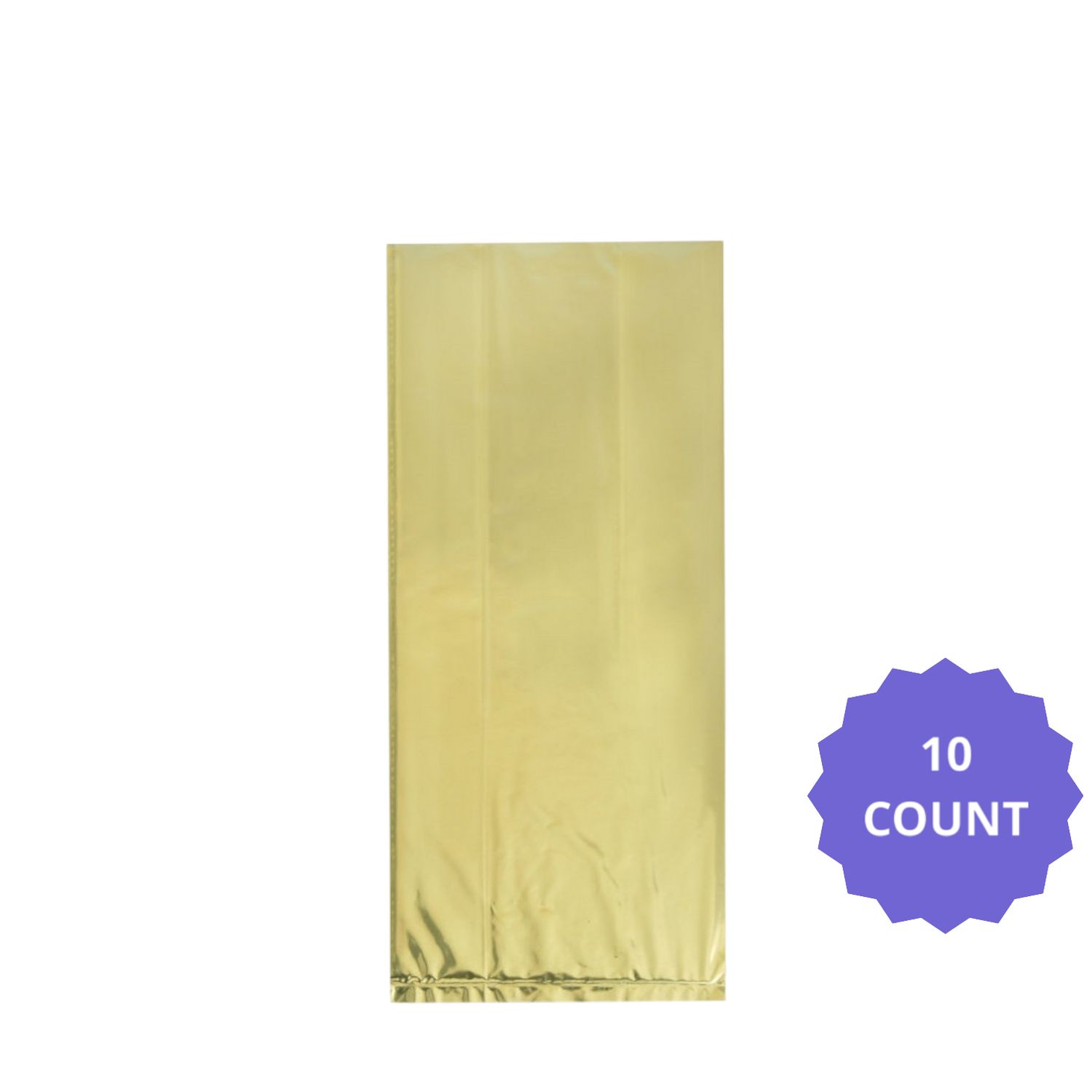 Foil Cellophane Bags – 5" x 11", 10ct, Color: Gold
