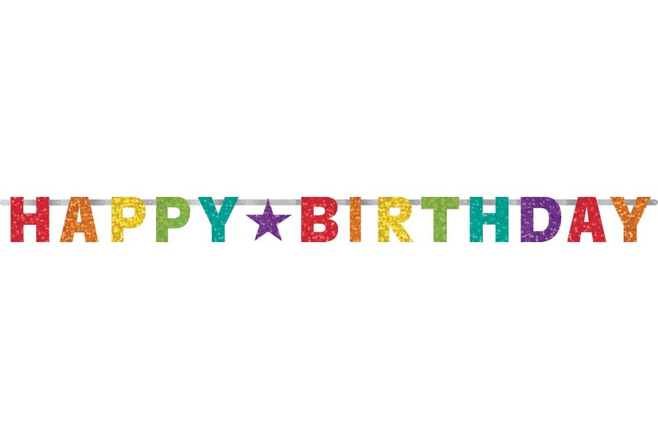 "Happy Birthday" Prismatic Hanging Garland Banner Decoration, Multi-Coloured, 7.75-ft, for Birthday Party