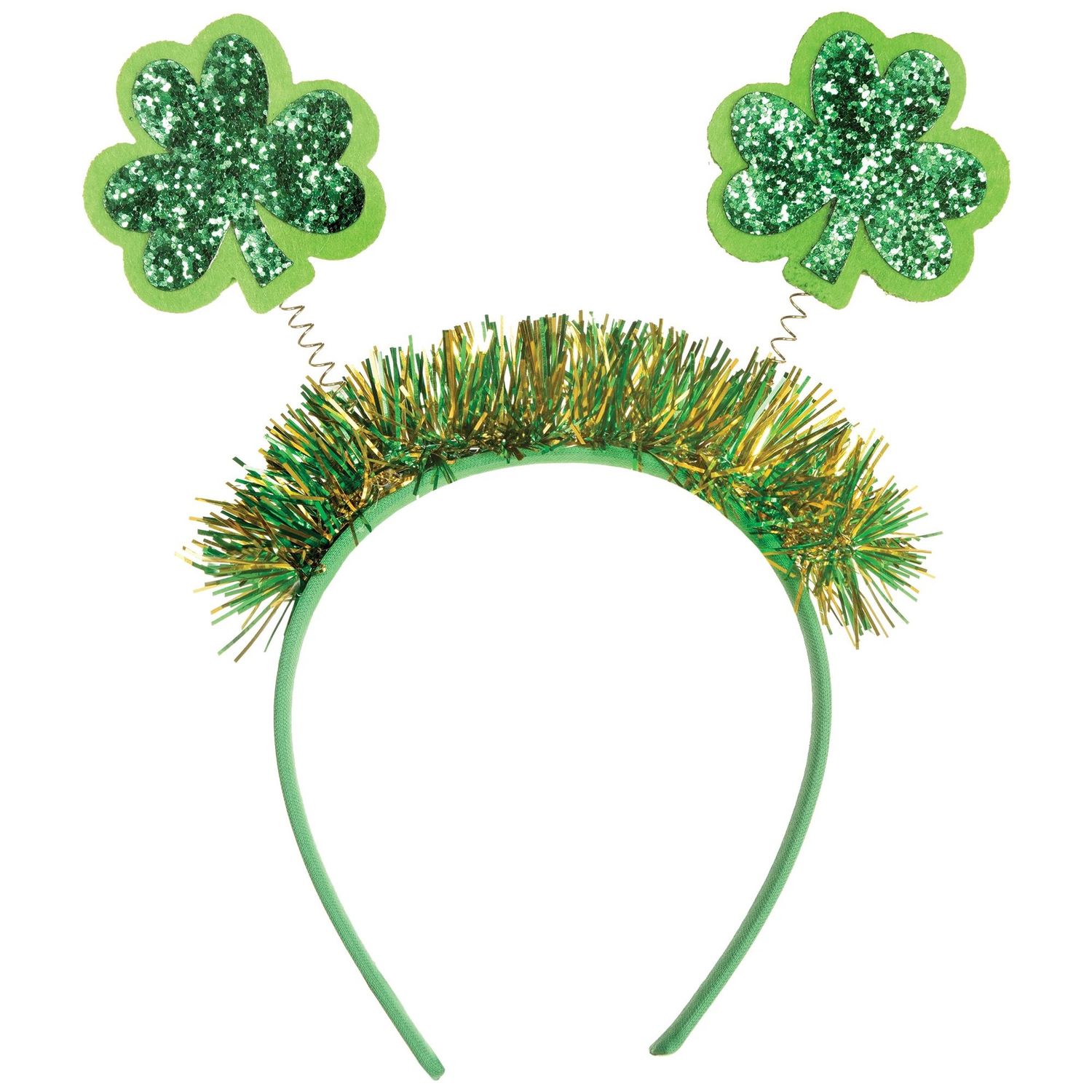 Glitter Shamrock St. Patrick's Day Fabric &amp; Plastic Head Bopper, 7.9in x 9.4in