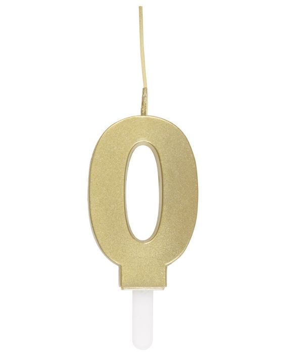 Gold Number  Sparkler-Topped Birthday Candle, NUMBER: 0
