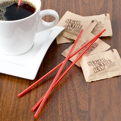 7 1/2" Red and White Unwrapped Coffee Stirrer - 1000/Box
