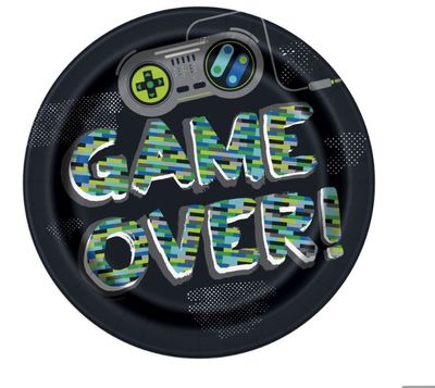Gamer Birthday Round 9" Dinner Paper Plates - 8ct