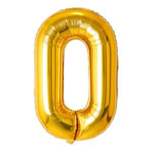 Gold Foil Number Balloons 34 inch zero- 0