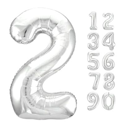 Silver Foil Number Balloons 34 inch