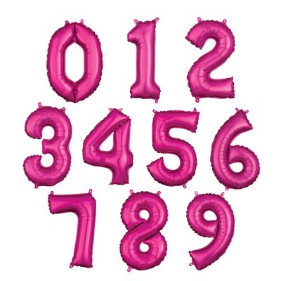 Hot-Pink Foil Number Balloons 34 inch