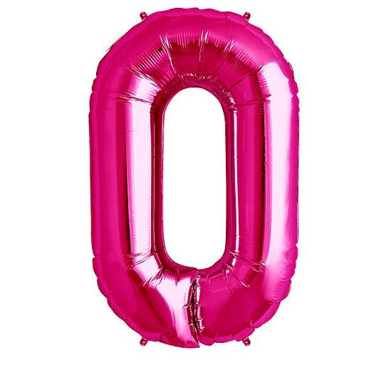 Hot-Pink Foil Number Balloons 34 inch, NUMBER: 0