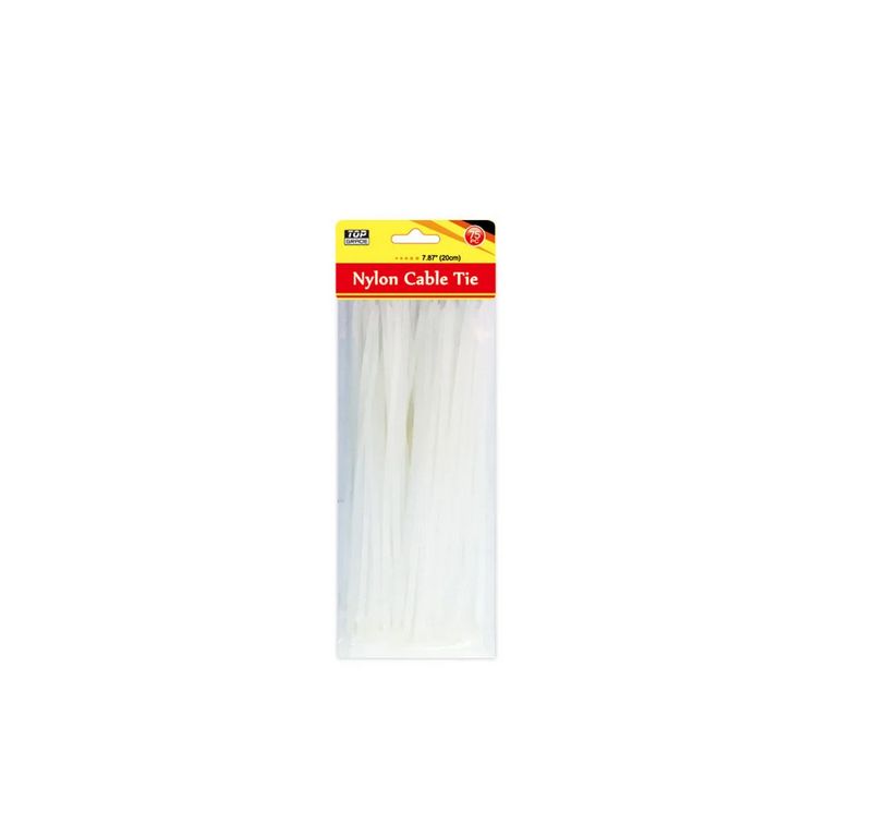 8" Clear Nylon Cable Ties – 75 Count