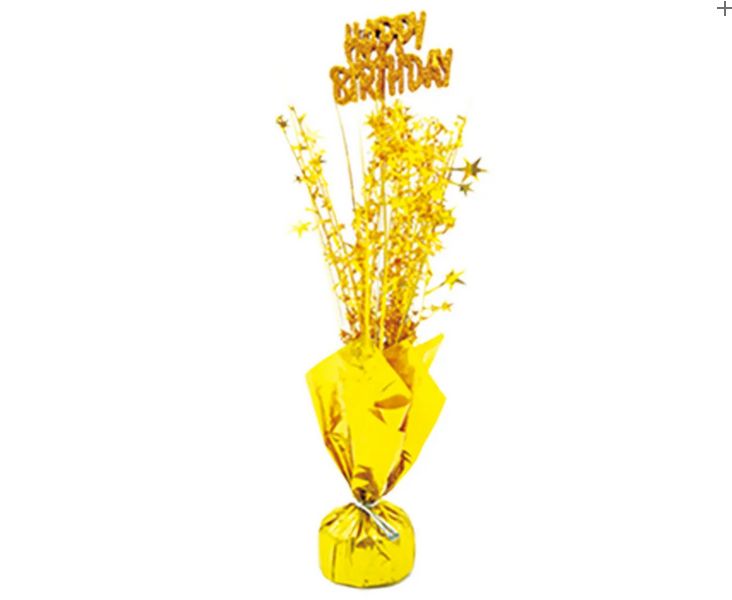 Happy Birthday Balloon Weight Spray – 14", Color: Gold