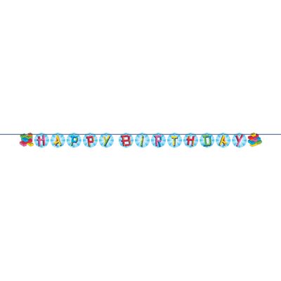Block Bash Ribbon Banner, Hanging Decoration for Birthday/Party, 6" x 116"