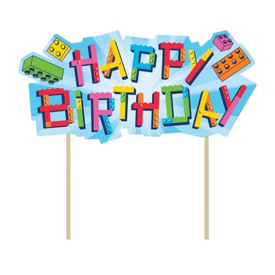 Block Bash Cake Topper 7" x 7.75"