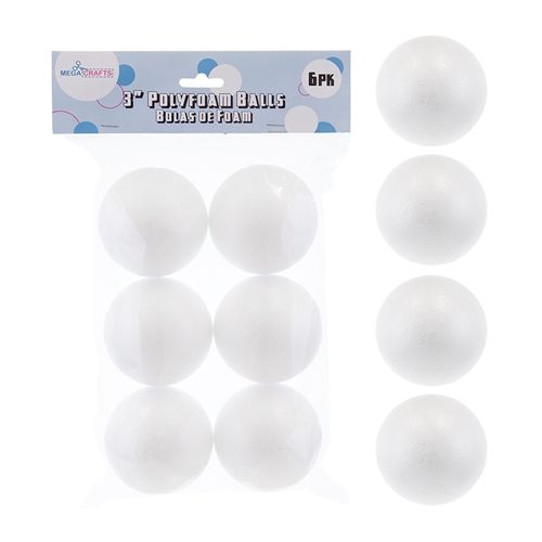 6 pcs 3" Poly Foam Craft Ball