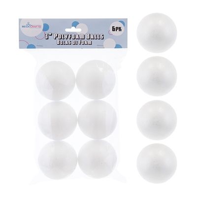 6 pcs 3" Poly Foam Craft Ball